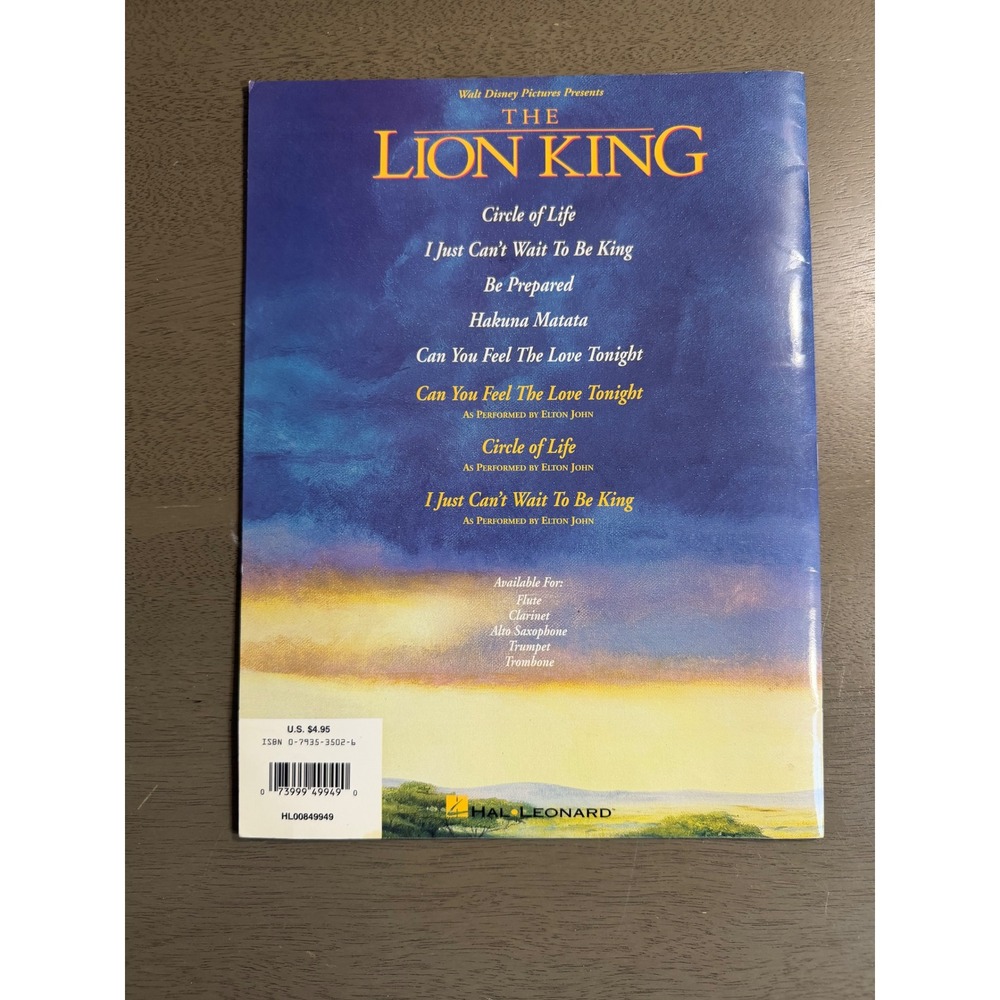 Disney The Lion King Flute Sheet Music Book Elton John Tim Rice Hal Leonard 1994 - Picture 2 of 3
